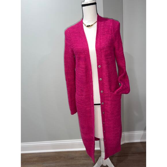Pilcro Classic Longline Cardigan Sweater Pink Fuchsia XS - Picture 4 of 13